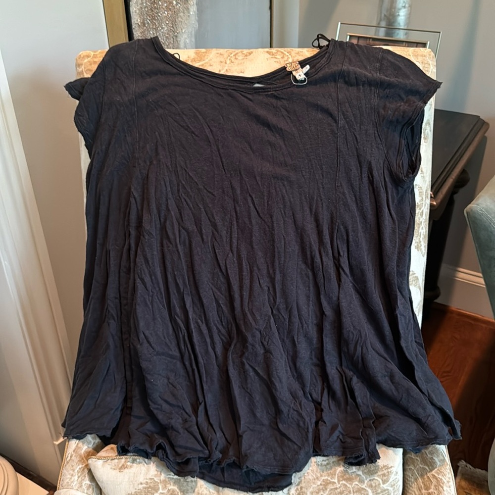 Free People Dark Gray Short Sleeve Tee